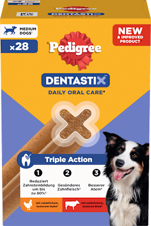 Kausnack Hund Zahnpflege DentaStix für mittelgroße Hunde, Multipack (28 Stück), 720 g