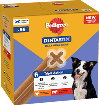 Kausnack Hund Zahnpflege DentaStix für mittelgroße Hunde, Multipack (8x7 Stück), 1,44 kg