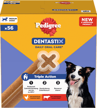 Kausnack Hund Zahnpflege DentaStix für mittelgroße Hunde, Multipack (8x7 Stück), 1,44 kg