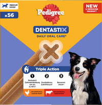 Kausnack Hund Zahnpflege DentaStix für mittelgroße Hunde, Multipack (8x7 Stück), 1,44 kg