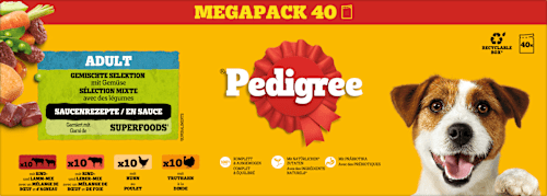 Nassfutter Hund gemischte Selektion in Sauce, Megapack (40x100 g), 4 kg