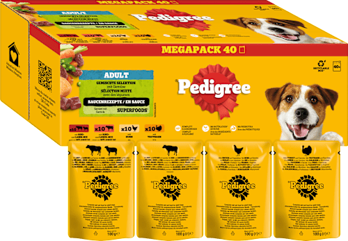 Nassfutter Hund gemischte Selektion in Sauce, Megapack (40x100 g), 4 kg