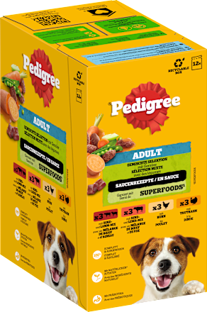 Nat hondenvoer gemengde selectie in saus, multipack (12 x 100 g), 1.200 g