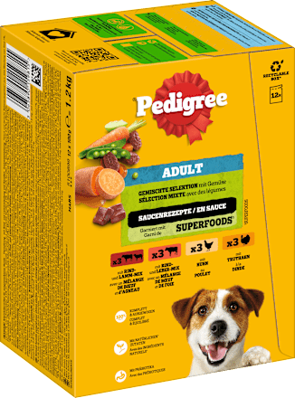 Nassfutter Hund gemischte Selektion in Sauce, Multipack (12x100 g), 1.200 g