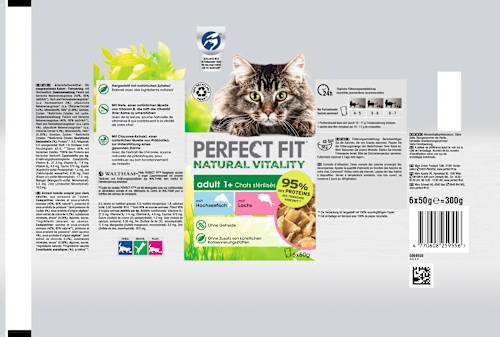 Nat kattenvoer met diepzeevis &amp; zalm, natuurlijke vitaliteit, multipack (6 x 50 g), 300 g