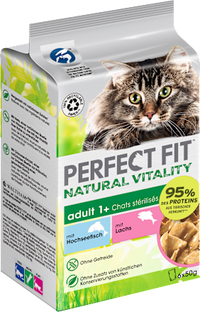 Nat kattenvoer met diepzeevis &amp; zalm, natuurlijke vitaliteit, multipack (6 x 50 g), 300 g