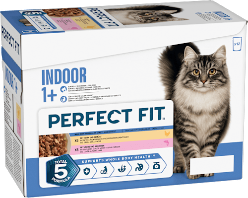 Nassfutter Katze mit Huhn & Lachs, Indoor Multipack (12x85 g), 1.020 g