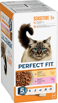 Nassfutter Katze mit Huhn & Lachs, sensitiv Multipack (12x85 g), 1,02 kg