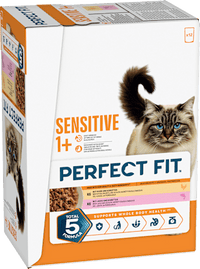 Nassfutter Katze mit Huhn & Lachs, sensitiv Multipack (12x85 g), 1,02 kg