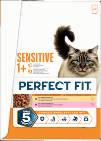 Nassfutter Katze mit Huhn & Lachs, sensitiv Multipack (12x85 g), 1,02 kg