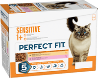 Nassfutter Katze mit Huhn & Lachs, sensitiv Multipack (12x85 g), 1,02 kg