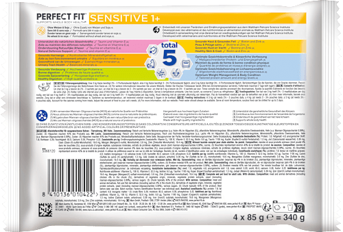 Natvoer voor katten Sensitive met kip en zalm, multipack (4x85 g), 340 g