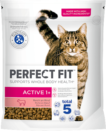 Droogvoer voor katten active 1+ met rundvlees, volwassen, 750 g