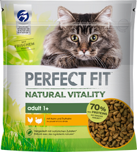 Droogvoer voor katten met kip en kalkoen, natuurlijke vitaliteit, volwassen, 650 g
