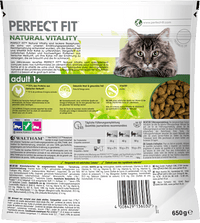 Droogvoer voor katten met kip en kalkoen, natuurlijke vitaliteit, volwassen, 650 g