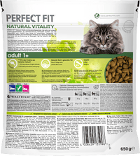 Droogvoer voor katten met zalm en witvis, natuurlijke vitaliteit, Adult, 650 g