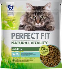Droogvoer voor katten met zalm en witvis, natuurlijke vitaliteit, Adult, 650 g