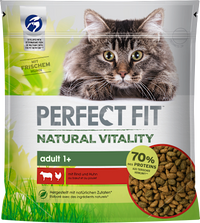 Droogvoer voor katten met rund en kip, natuurlijke vitaliteit, Adult, 650 g