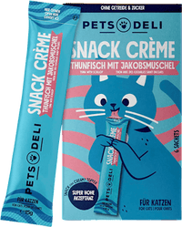 Katzenleckerli Creme Snack mit Thunfisch & Jakobsmuschel (6x15 g), 90 g