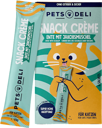 Katzenleckerli Creme Snack sensitiv mit Ente & Jakobsmuschel (6x15 g), 90 g
