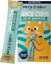 Katzenleckerli Creme Snack sensitiv mit Ente & Jakobsmuschel (6x15 g), 90 g