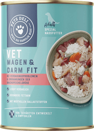 Nat hondenvoer met kip, kwark &amp; ​​rijst, VET maag &amp; darmen fit, 400 g