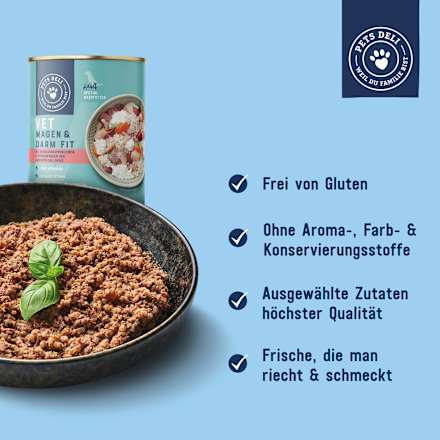 Nat hondenvoer met kip, kwark &amp; ​​rijst, VET maag &amp; darmen fit, 400 g