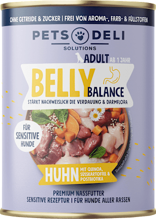 Nat hondenvoer gevoelig met kip &amp; quinoa, belly balance, 400 g