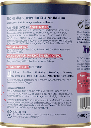 Nat hondenvoer gevoelig met rundvlees &amp; quinoa, buikbalans, 400 g
