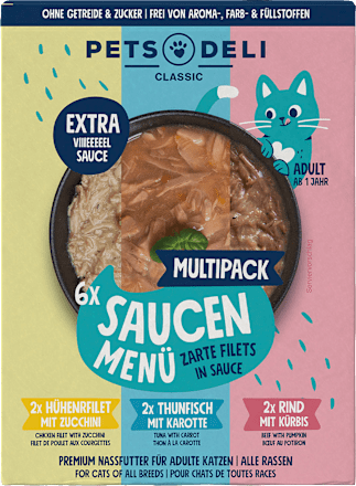 Nat kattenvoer saus menu multipack (6x40 g), 420 g