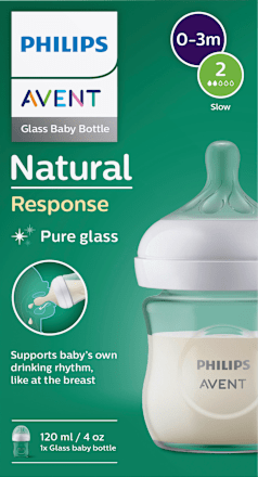 Babyflasch aus Glas Natural Response weiß, von Geburt an, 120ml, 1 St