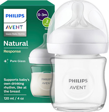 Natural Response witte glazen babyfles, vanaf de geboorte, 120 ml, 1 stuk