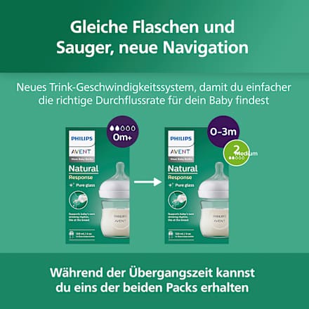 Babyflasch aus Glas Natural Response weiß, von Geburt an, 120ml, 1 St