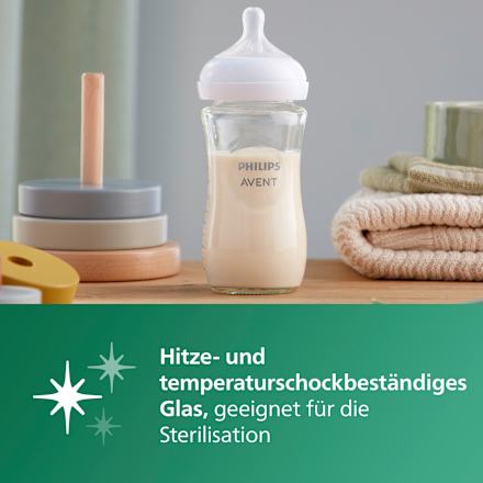 Babyflasche aus Glas Natural Response weiß, ab dem 3. Monat, 240ml, 1 St