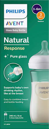 Babyflasche aus Glas Natural Response weiß, von Geburt an, 240ml, 1 St PHILIPS AVENT