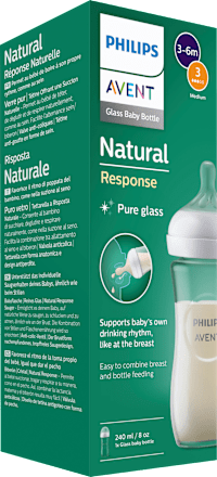 Babyflasche aus Glas Natural Response weiß, von Geburt an, 240ml, 1 St PHILIPS AVENT