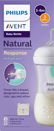 Babyflasche Natural Response AirFreeVentil weiß/Bär, ab dem 3. Monat, 260ml, 1 St