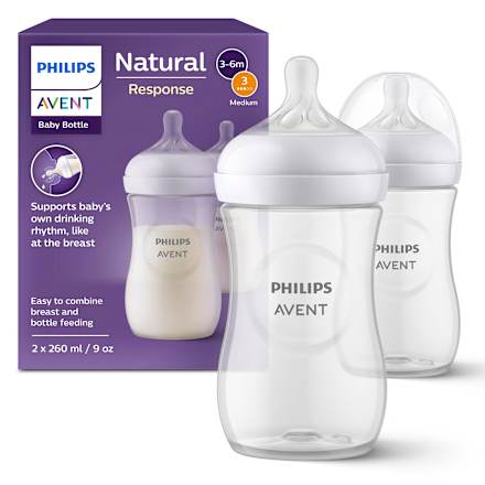 Babyflasche Natural Response weiß, ab dem 3. Monat, Doppelpack, 260ml, 1 St