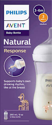 Babyflasche Natural Response weiß/Giraffe, ab dem 3. Monat, 260 ml, 1 St