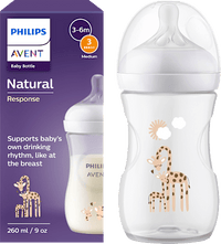 Babyflasche Natural Response weiß/Giraffe, ab dem 3. Monat, 260 ml, 1 St