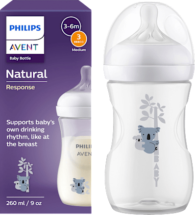 Babyflasche Natural Response weiß/Koala, ab dem 3. Monat, 260ml, 1 St