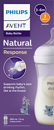 Babyflasche Natural Response weiß/Koala, ab dem 3. Monat, 260ml, 1 St