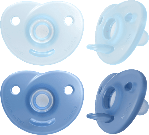 Soothie siliconen fopspeen, blauw, 0-6 maanden, 2 stuks