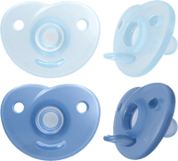 Soothie siliconen fopspeen, blauw, 0-6 maanden, 2 stuks