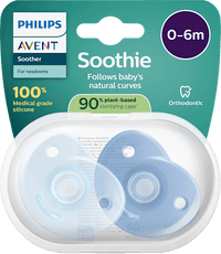 Soothie siliconen fopspeen, blauw, 0-6 maanden, 2 stuks