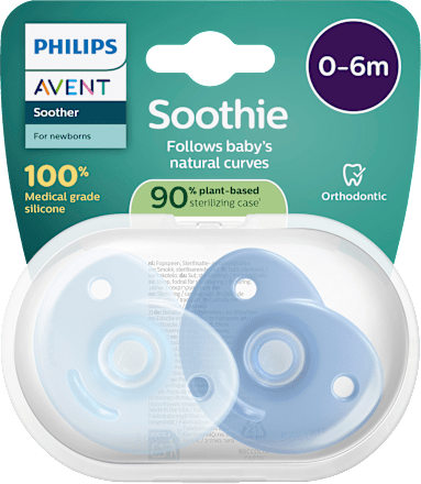 Schnuller Soothie Silikon, blau, 0-6 Monate, 2 St