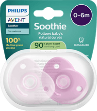 Soothie Siliconen fopspeen, roze, 0-6 maanden, 2 stuks