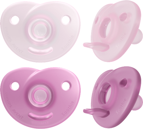 Soothie Siliconen fopspeen, roze, 0-6 maanden, 2 stuks