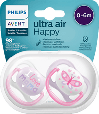 Schnuller ultra air happy Silikon, rosa/lila, 0-6 Monate, 2 St PHILIPS AVENT