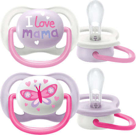 Schnuller ultra air happy Silikon, rosa/lila, 0-6 Monate, 2 St PHILIPS AVENT